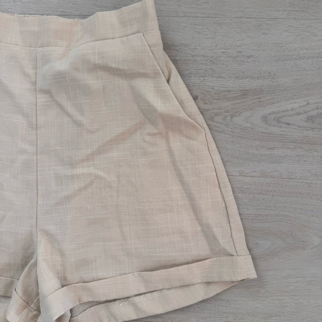 Princess Polly Women’s Beige Linen Look Tailored Shorts US 2 Minimalist