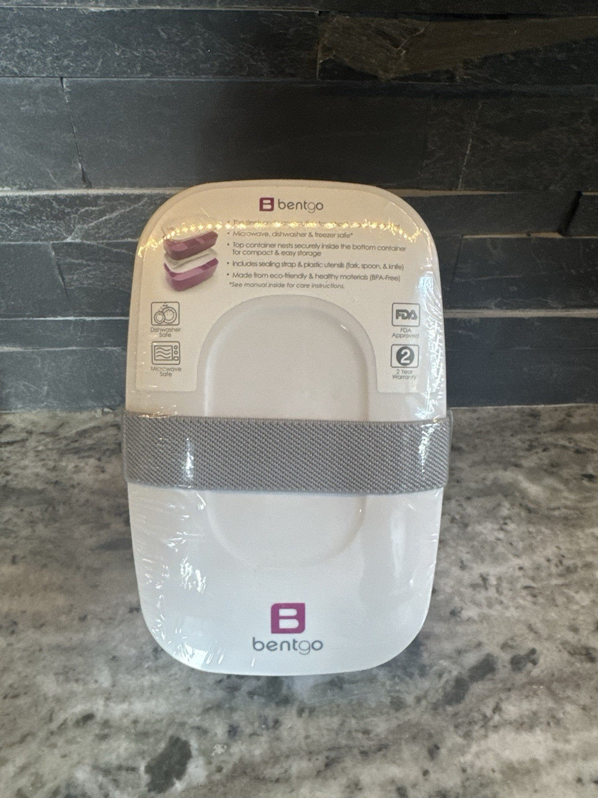 Purple Portable BentGo Box Double Lunch Box Food Storage Container Elastic Band