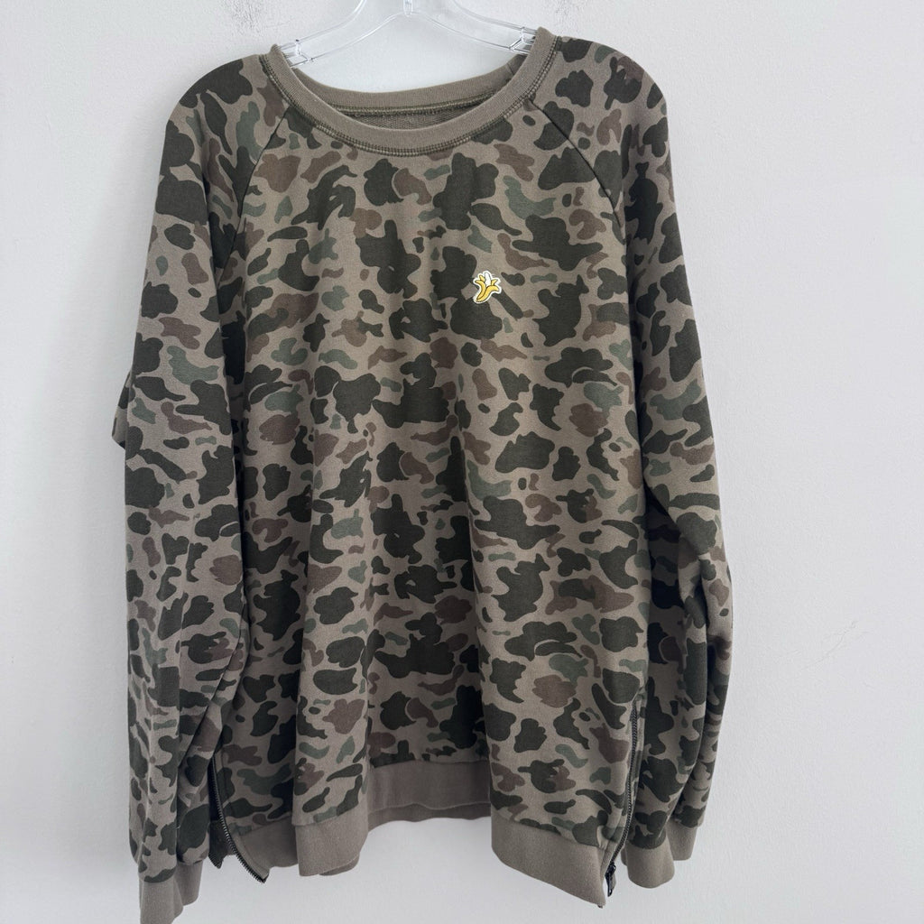 American Eagle Camo Sweatshirt XL Side Zip Crewneck Pullover Y2K Rare
