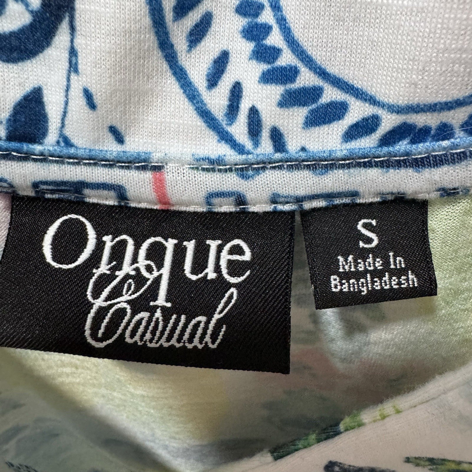 Onque Casual Lemon Village Print Tie Front Blouse Top Small S RN#129494