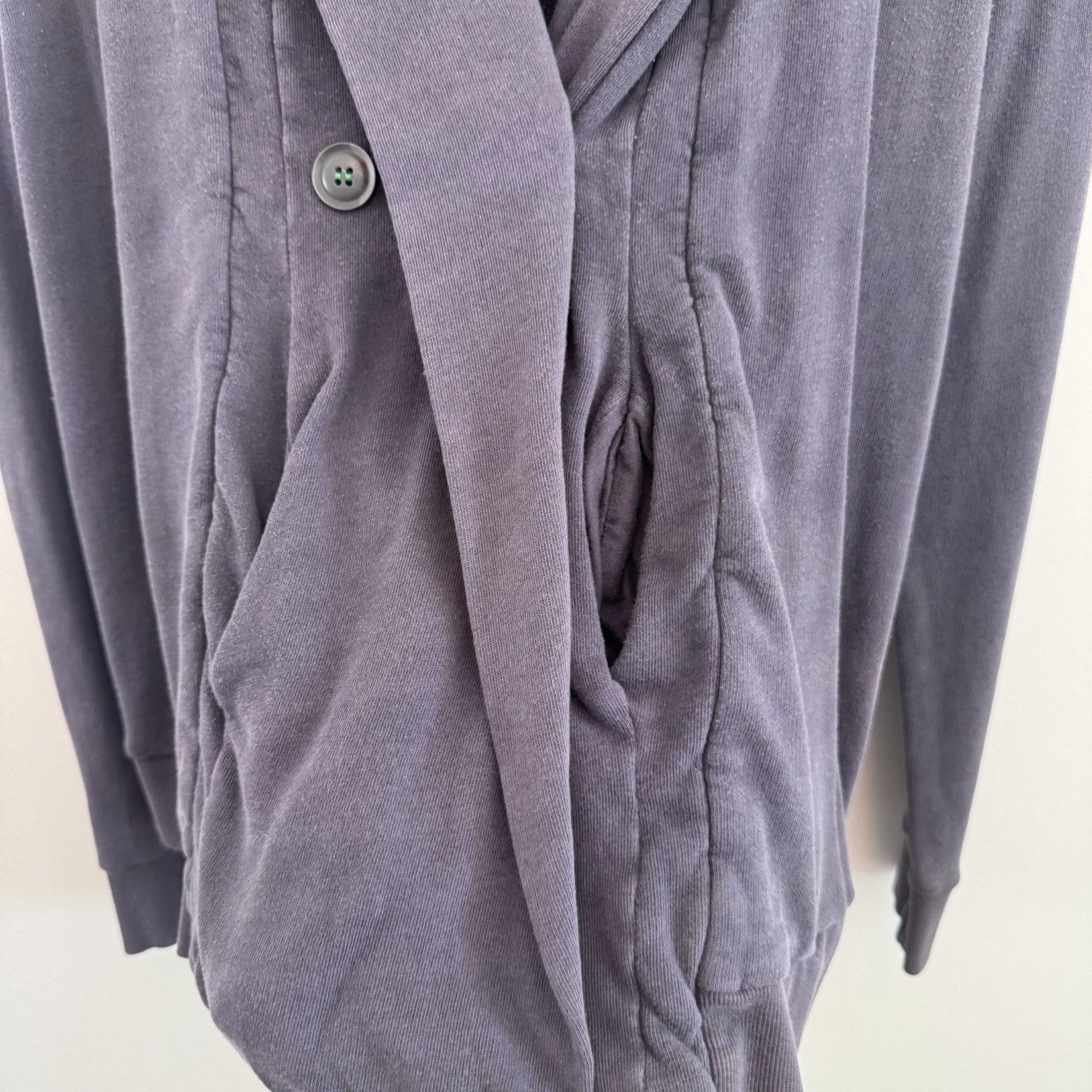 Free People Hooded Wrap Jacket Hoodie Purple Cotton Button Front Small Womens