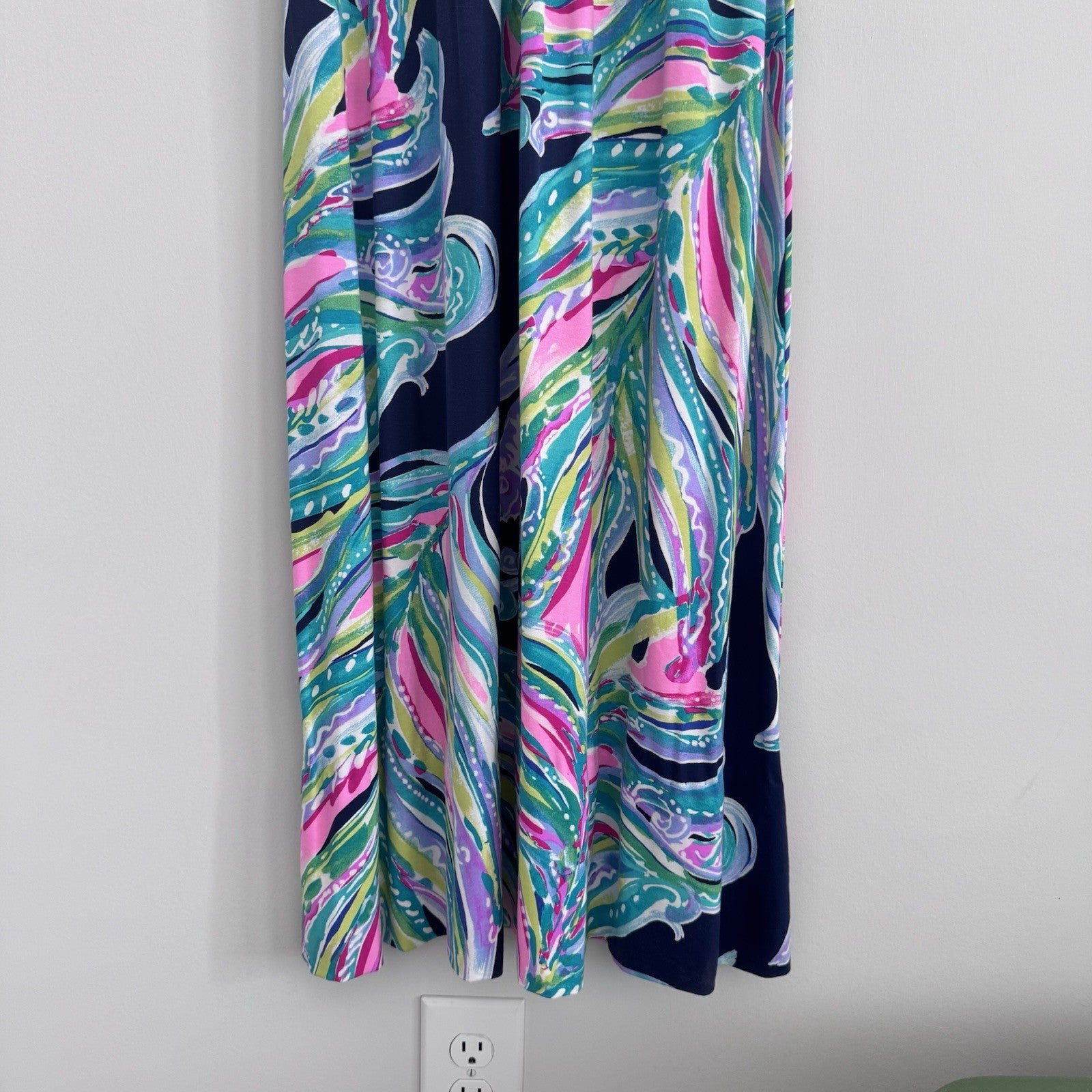 Lilly Pulitzer Maxi Dress S Blue Pink Green Wrap V Neck Resort