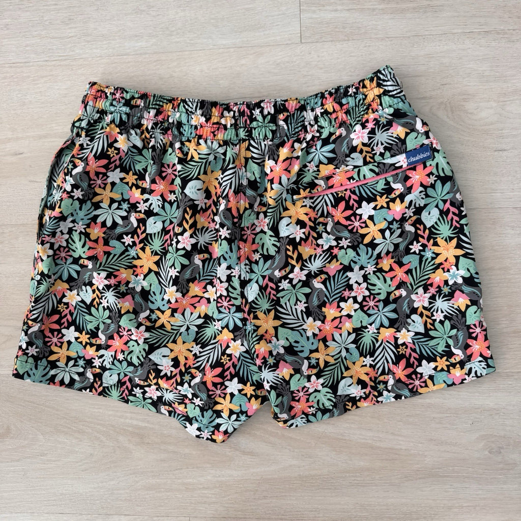 Chubbies Tropical Toucan Swim Trunks Shorts Mens Large Floral Beach