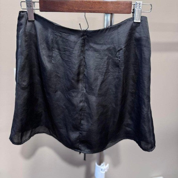 Forever 21 Black faux leather mini skirt with lace up detail #goth #rave