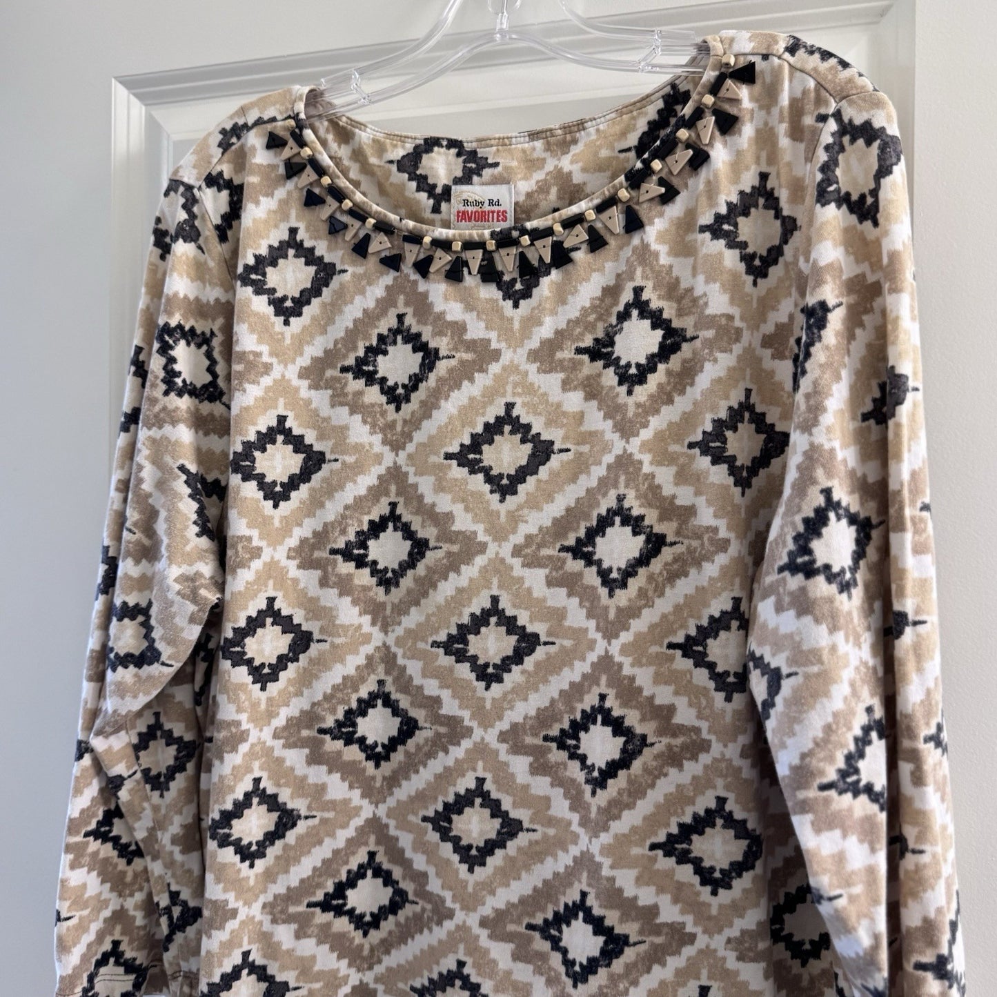Ruby Rd. Favorites Women’s L Long Sleeve Tunic Dress Geometric Aztec