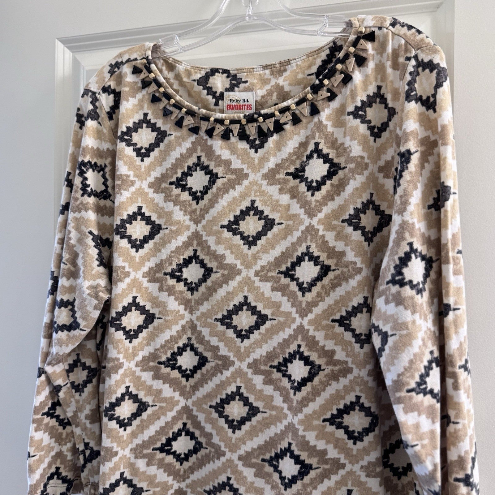 Ruby Rd. Favorites Women’s L Long Sleeve Tunic Dress Geometric Aztec
