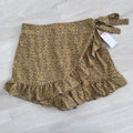 A Beautiful Soul Wrap Skort XL Mustard Floral Ruffle NWT Boho
