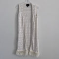 Absolutely Creative Ivory Fringe Knit Vest S Boho Duster