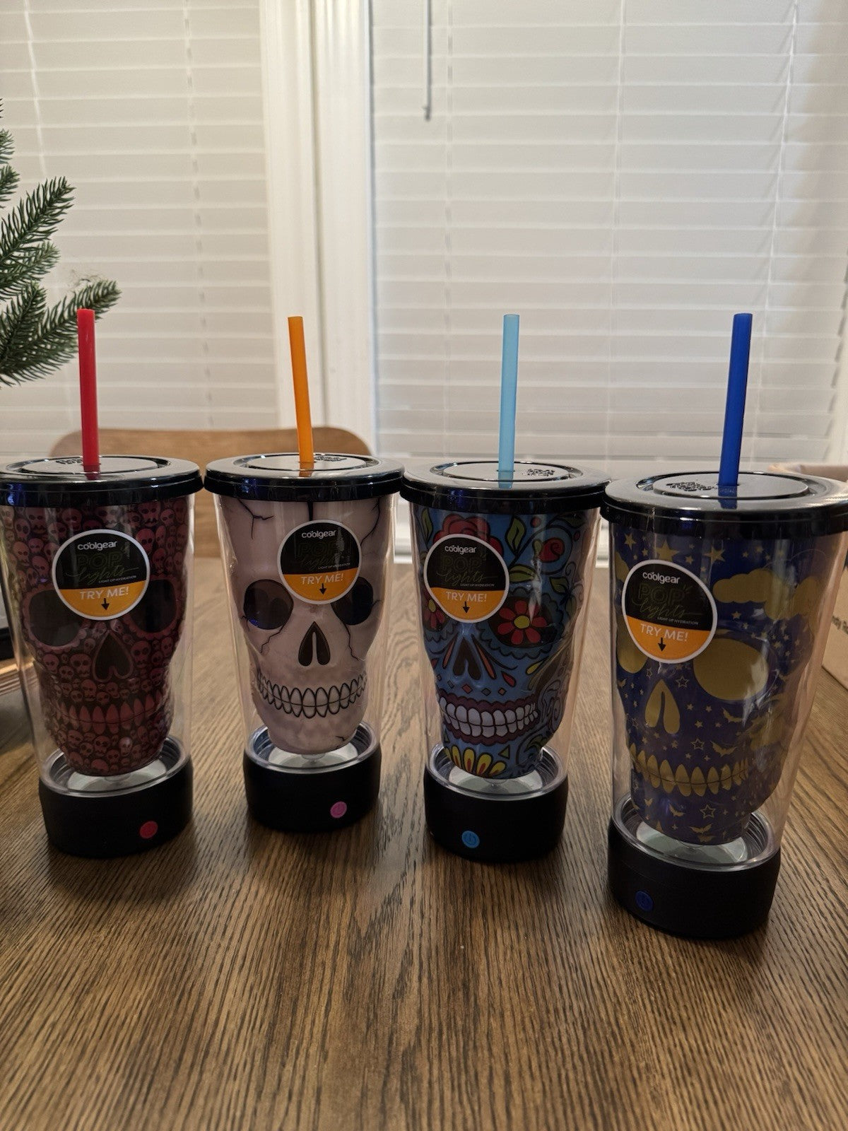 4 Cold Gear Insulated Travel Cups Halloween Day Of The Dead Light Up