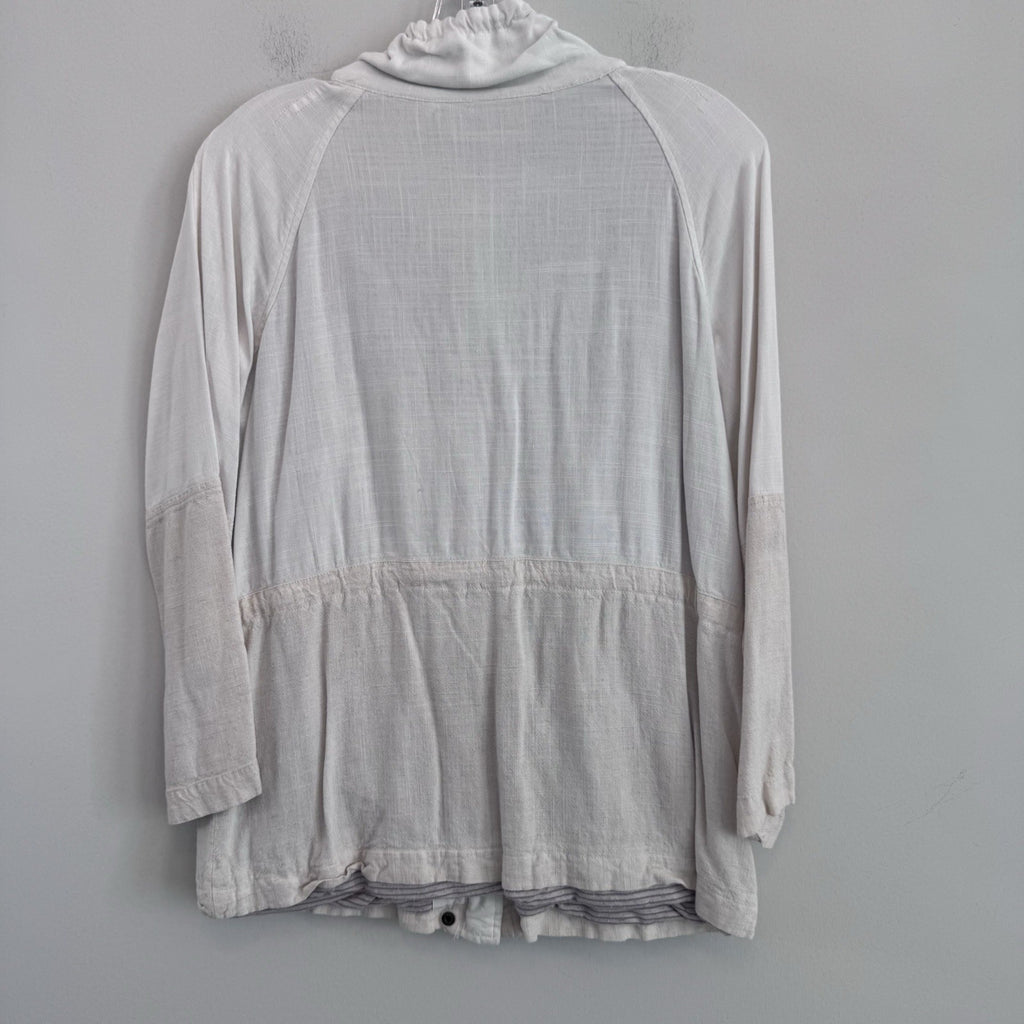 Blu Pepper Linen Blend Utility Jacket Womens Small Ivory Lightweight
