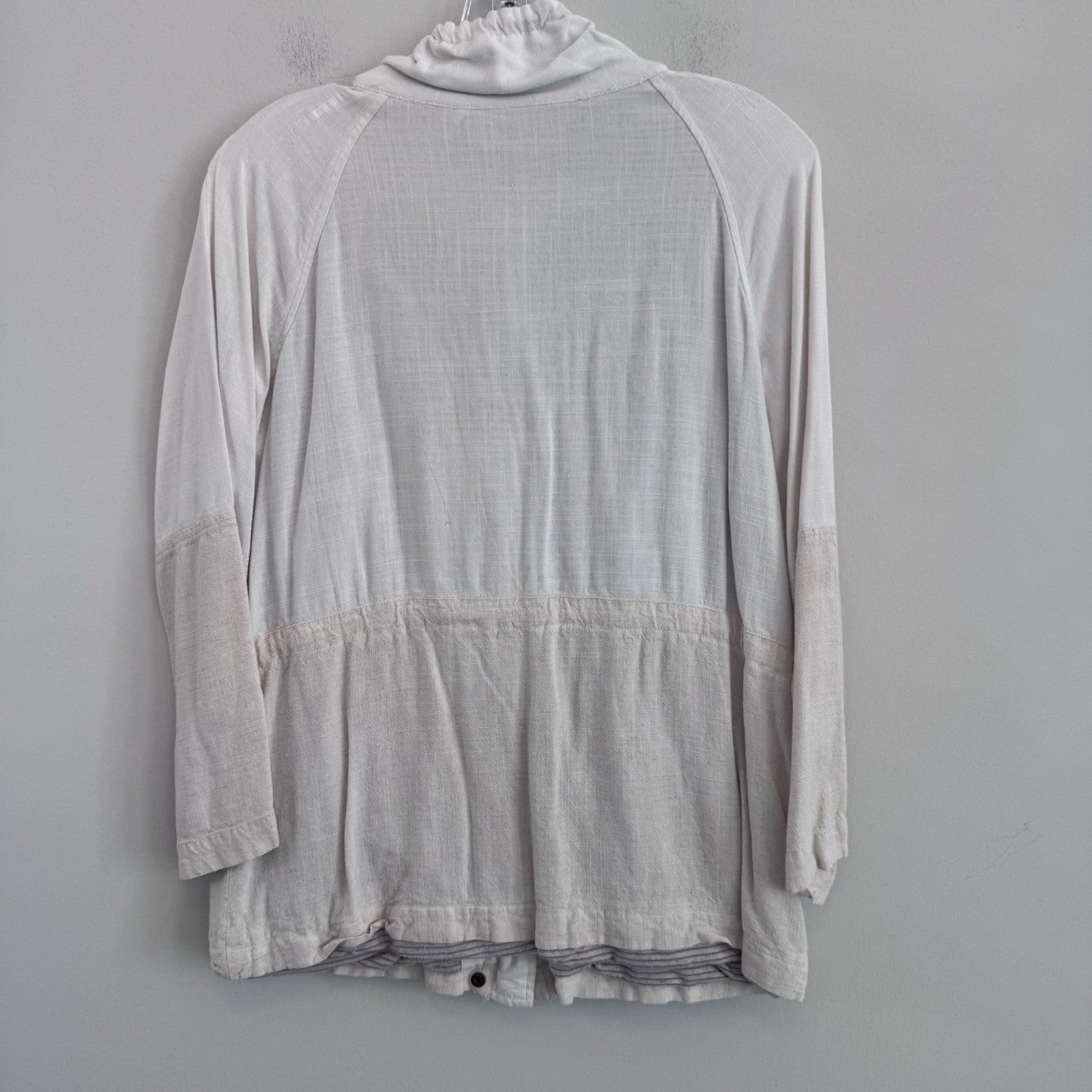 Blu Pepper Linen Blend Utility Jacket Womens Small Ivory Lightweight