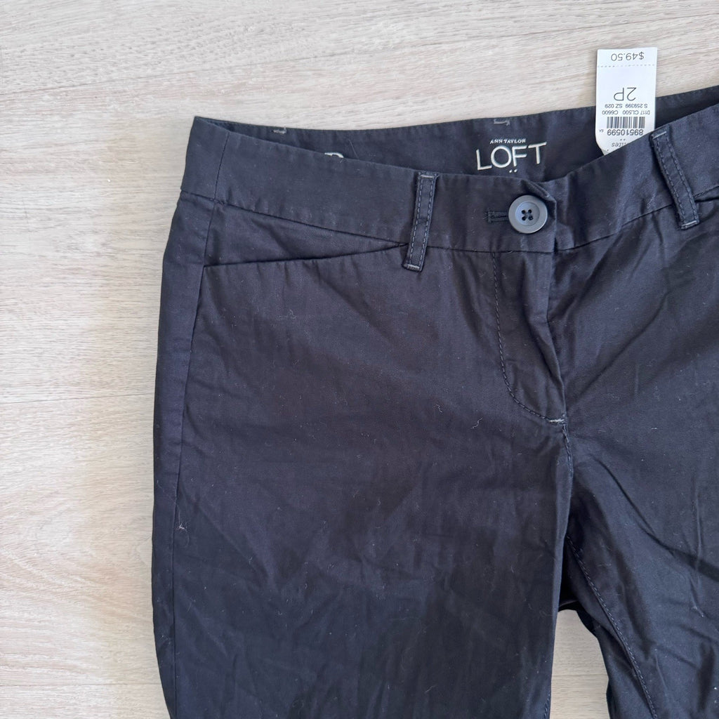 Ann Taylor LOFT 2P Black Crop Pants Petites NWT Office Career