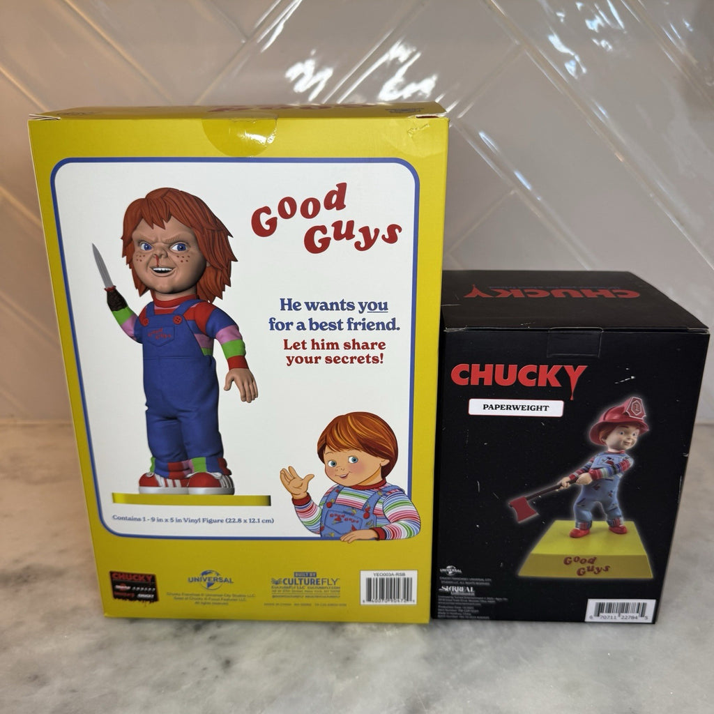 Chucky Horror Collectibles Lot CultureFly Figure Bendyfigs & Paperweight