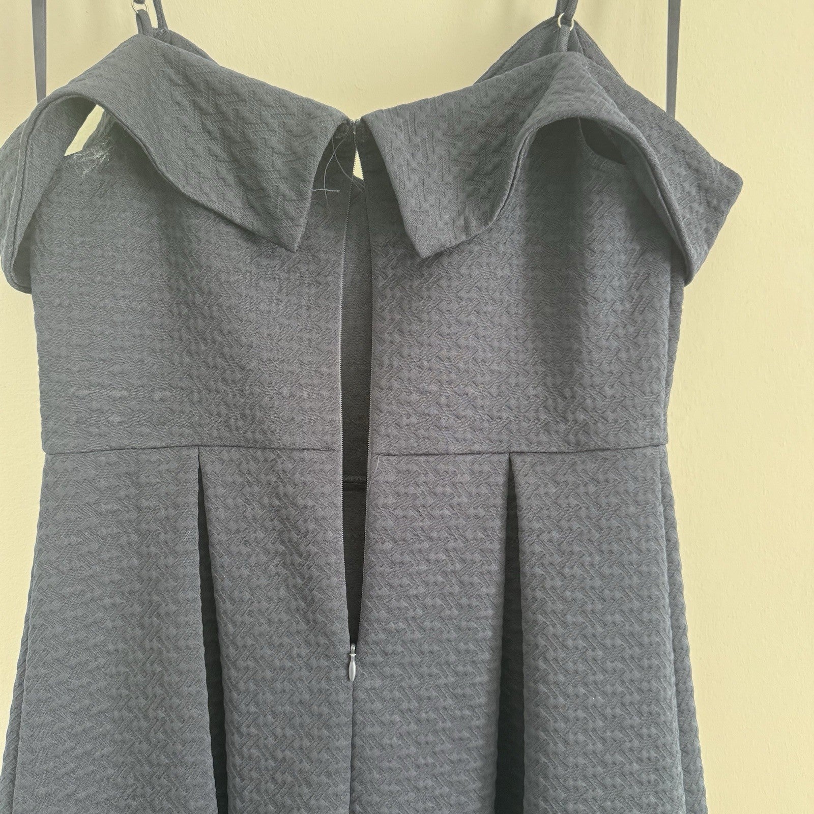 She + Sky Navy Off Shoulder Dress Large Fit Flare Textured