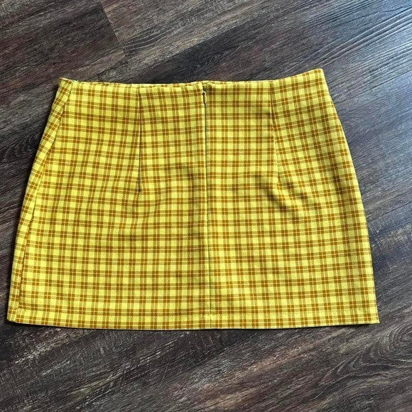 Urban Outfitters Gretchen Plaid Pelmet Mini Skirt in Yellow Size Large