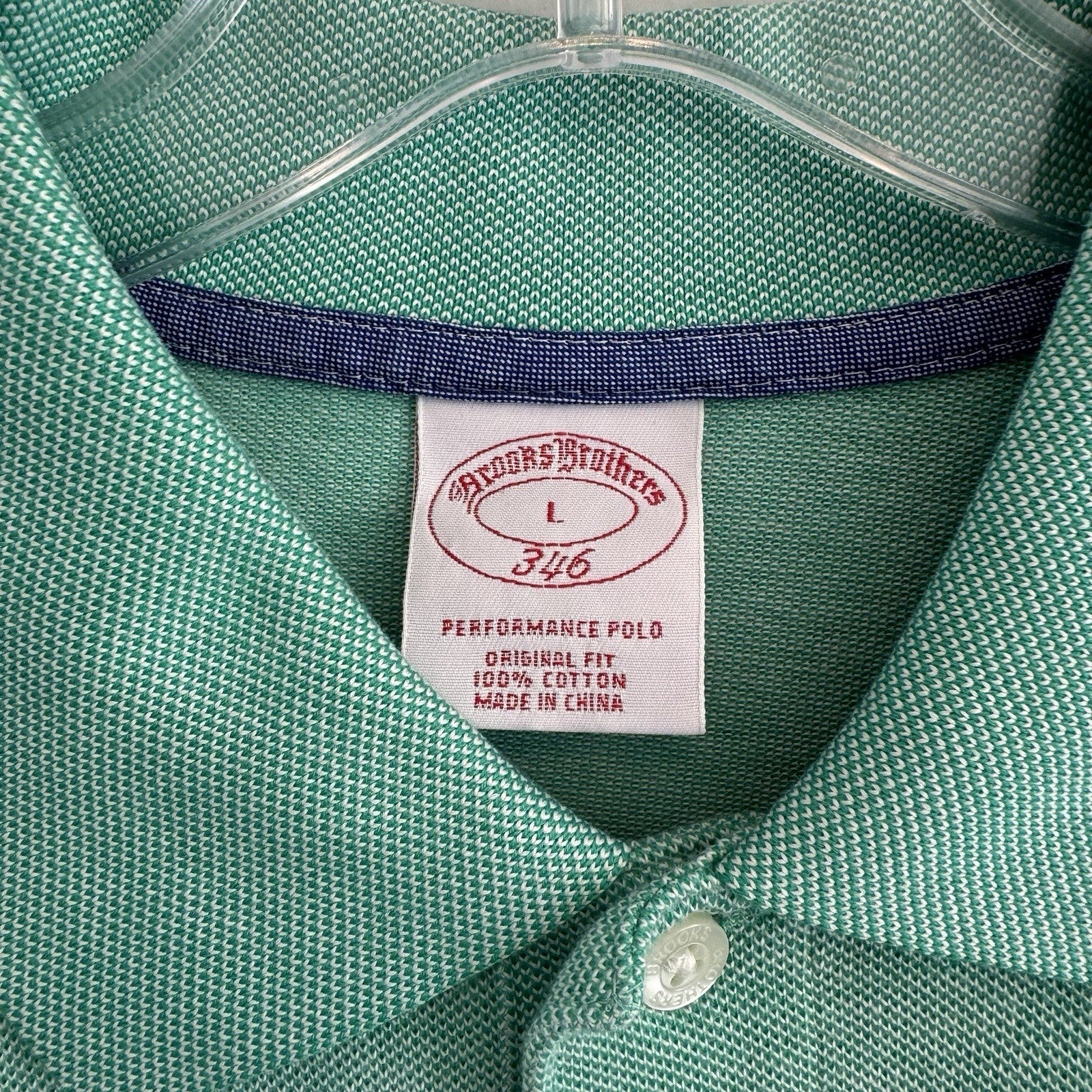 Brooks Brothers 346 Performance Polo Shirt Mens Large Green Pique Original Fit