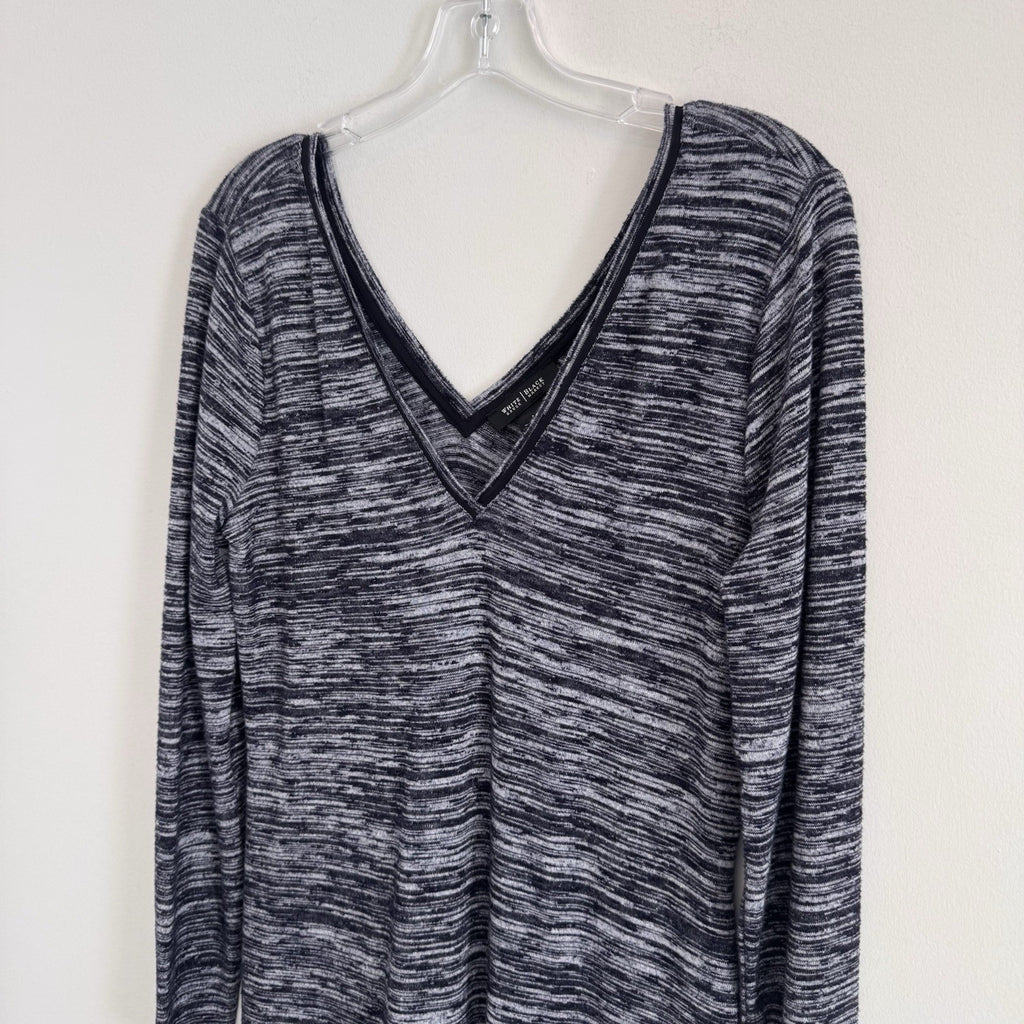 White House Black Market Womens S Gray Space Dye Long Sleeves Knit Tunic Shirt