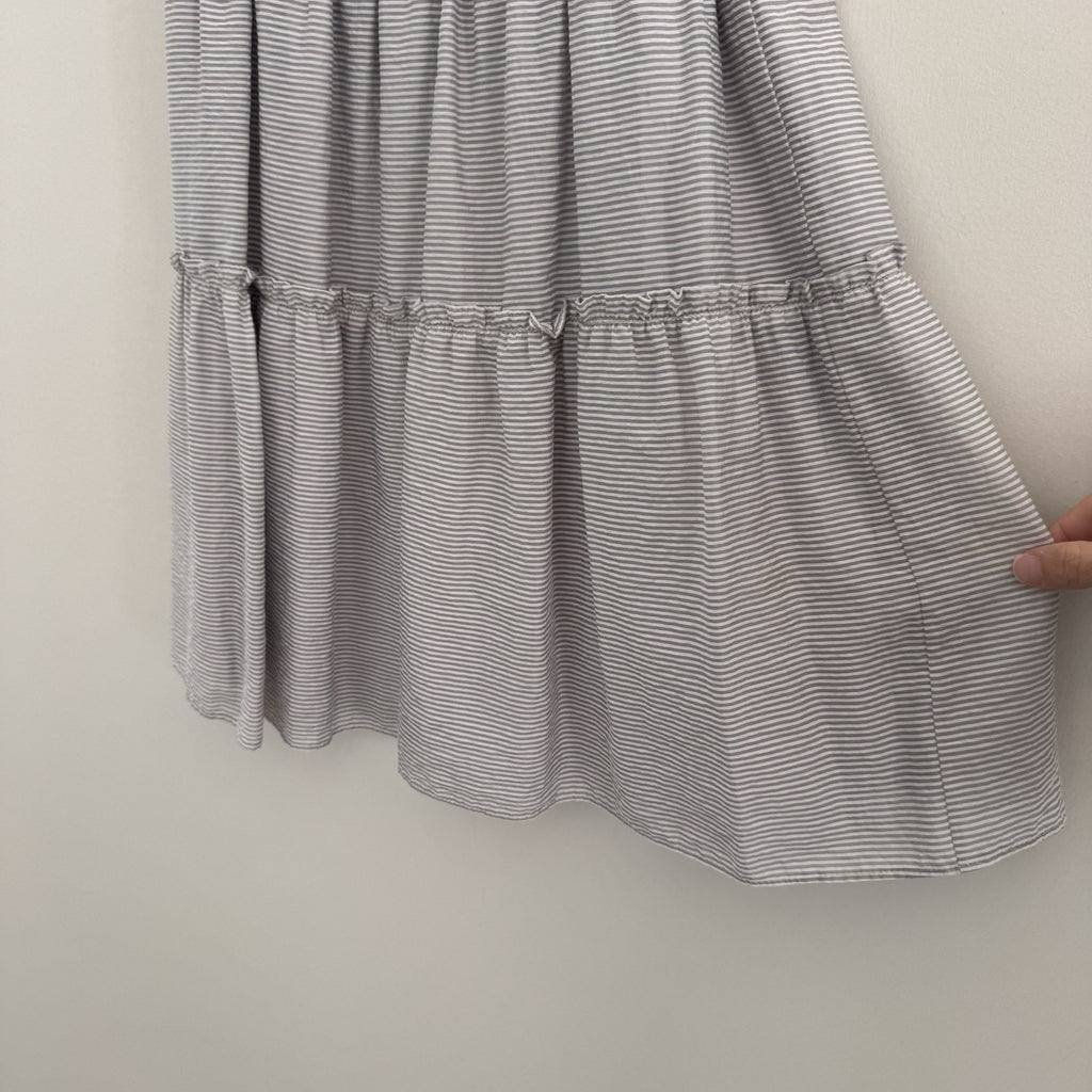 She + Sky Striped Smocked Mini Dress Women's Size M Puff Sleeve Tiered Boho