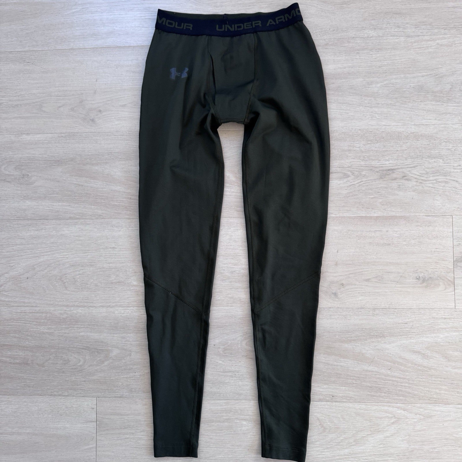 Under Armour ColdGear Mens Small Green Compression Leggings Fitted Thermal