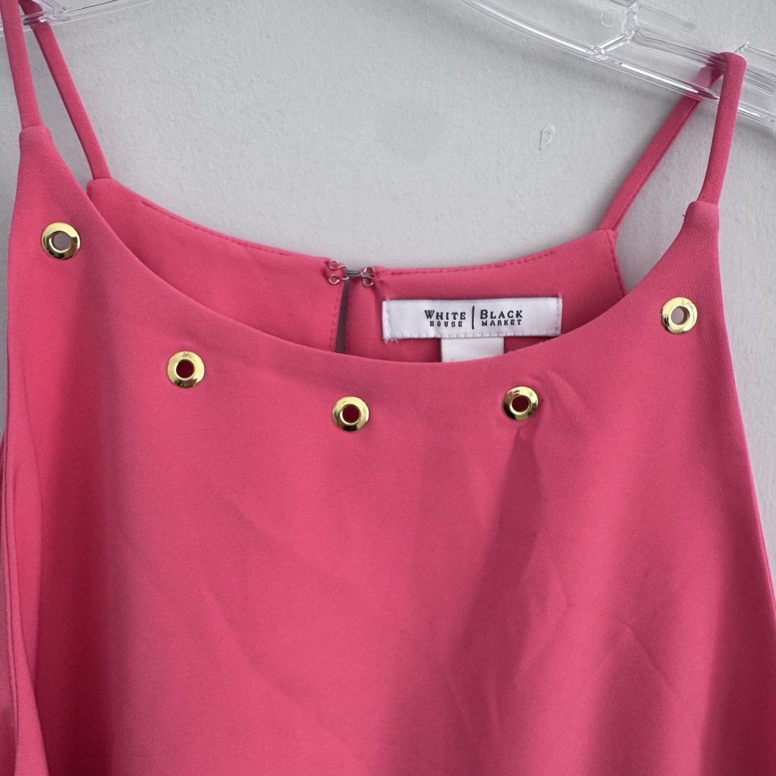 White House Black Market Tangerine Dress 14 Gold Grommet Midi NWT