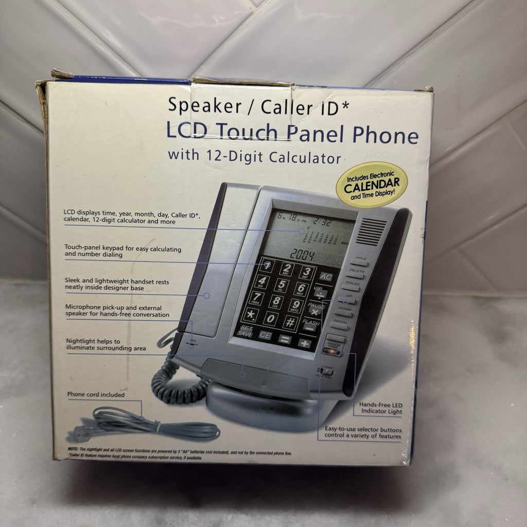 LCD Touch Panel Speaker Phone Caller ID 12 Digit Calculator NIB Vintage