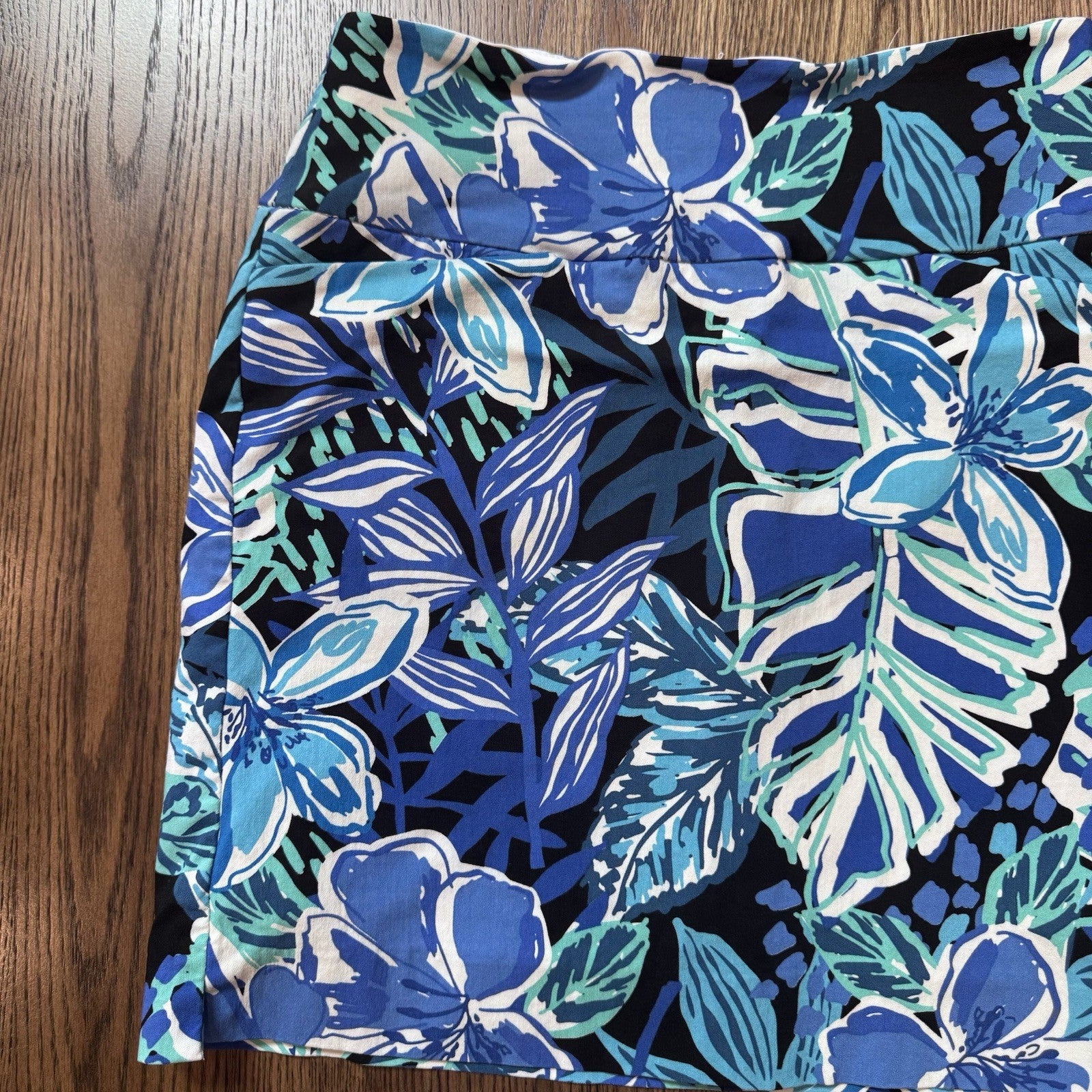 Swing Control Tropical Floral Golf Skort Size 4 Blue Green Stretch Lined
