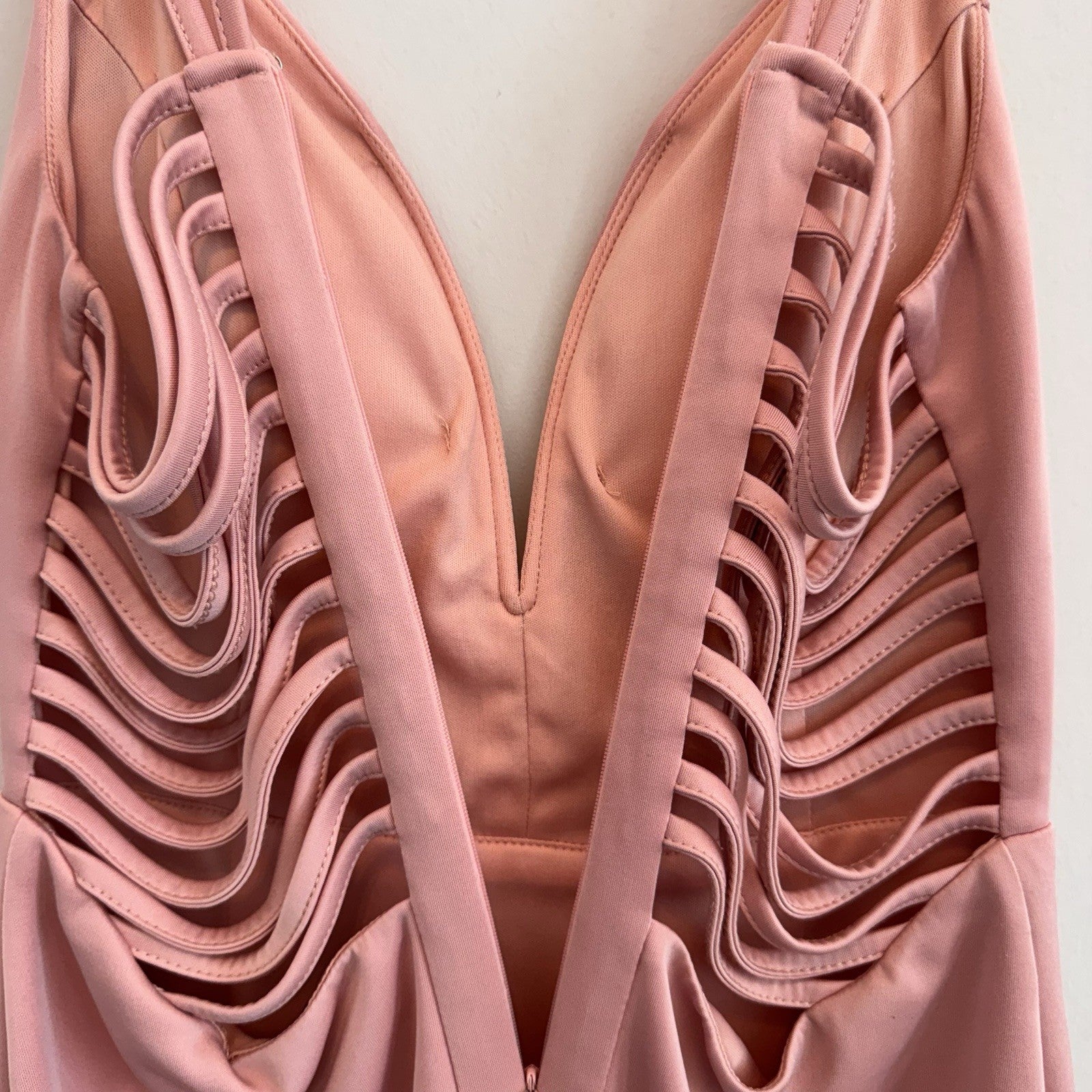 ENTRY Women's Large Dusty Rose Pink Cage Back Bodycon Dress Sexy Party Club
