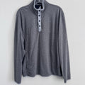 Johnnie-O Mens M Gray Ribbed Henley Pullover Snap Collar Stretch