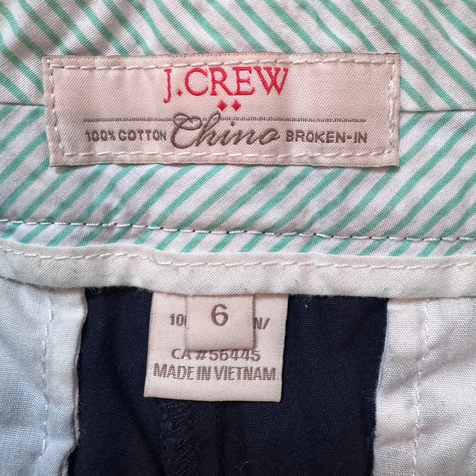 J. Crew Factory Navy Blue 100% Cotton Broken-In Chino Shorts Women's Size 6