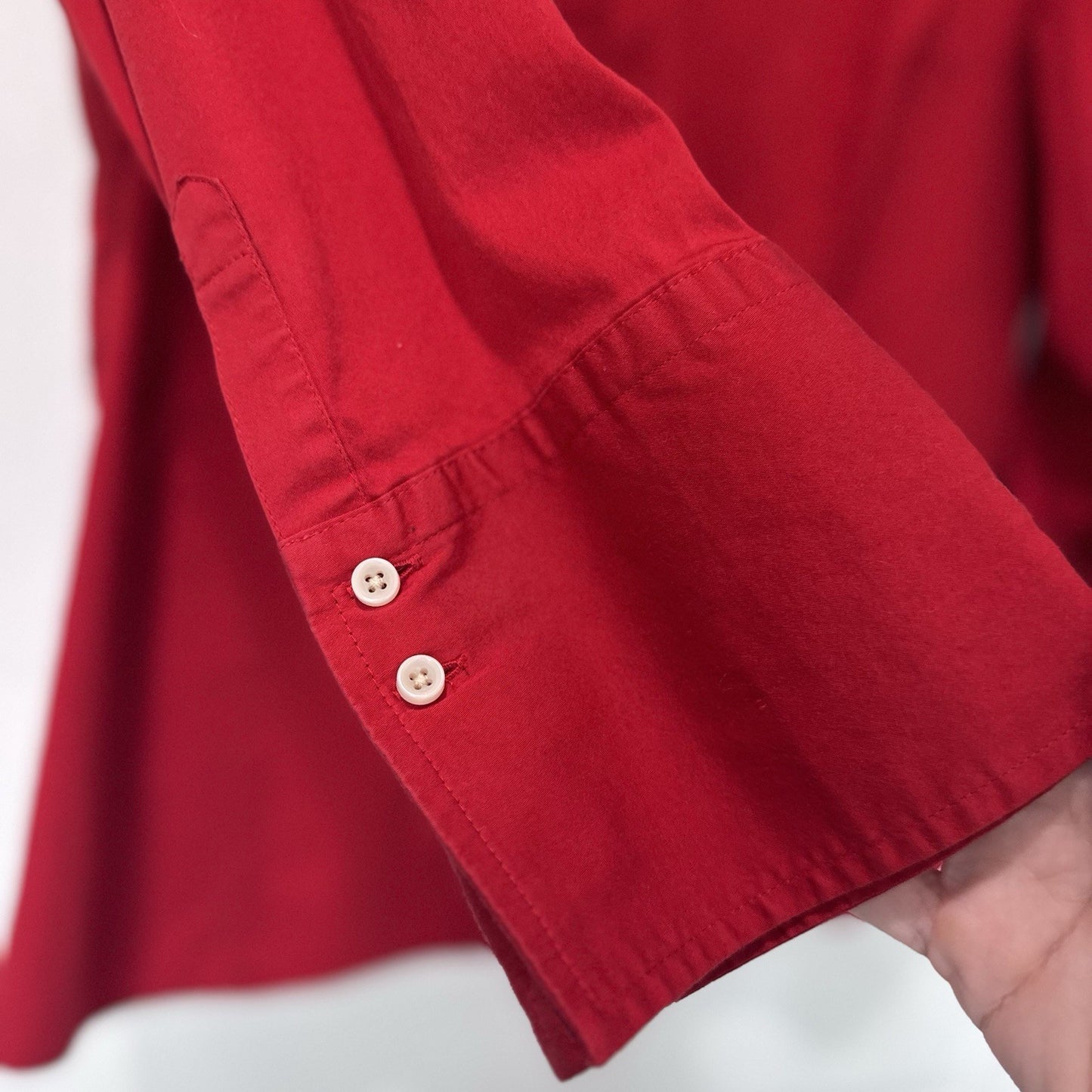 Talbots Stretch Button Down Shirt Red XL Long Sleeve Blouse Career Womens