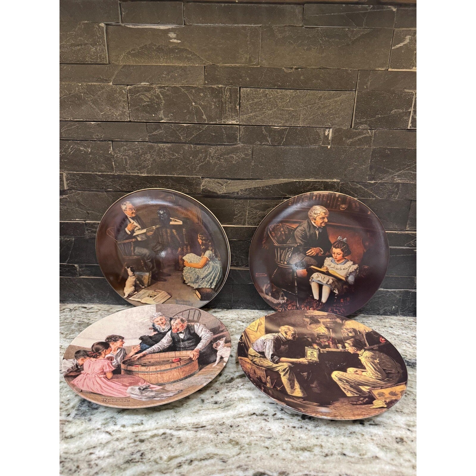 Lot of 4 Norman Rockwell Plates Vintage Collectible Rare