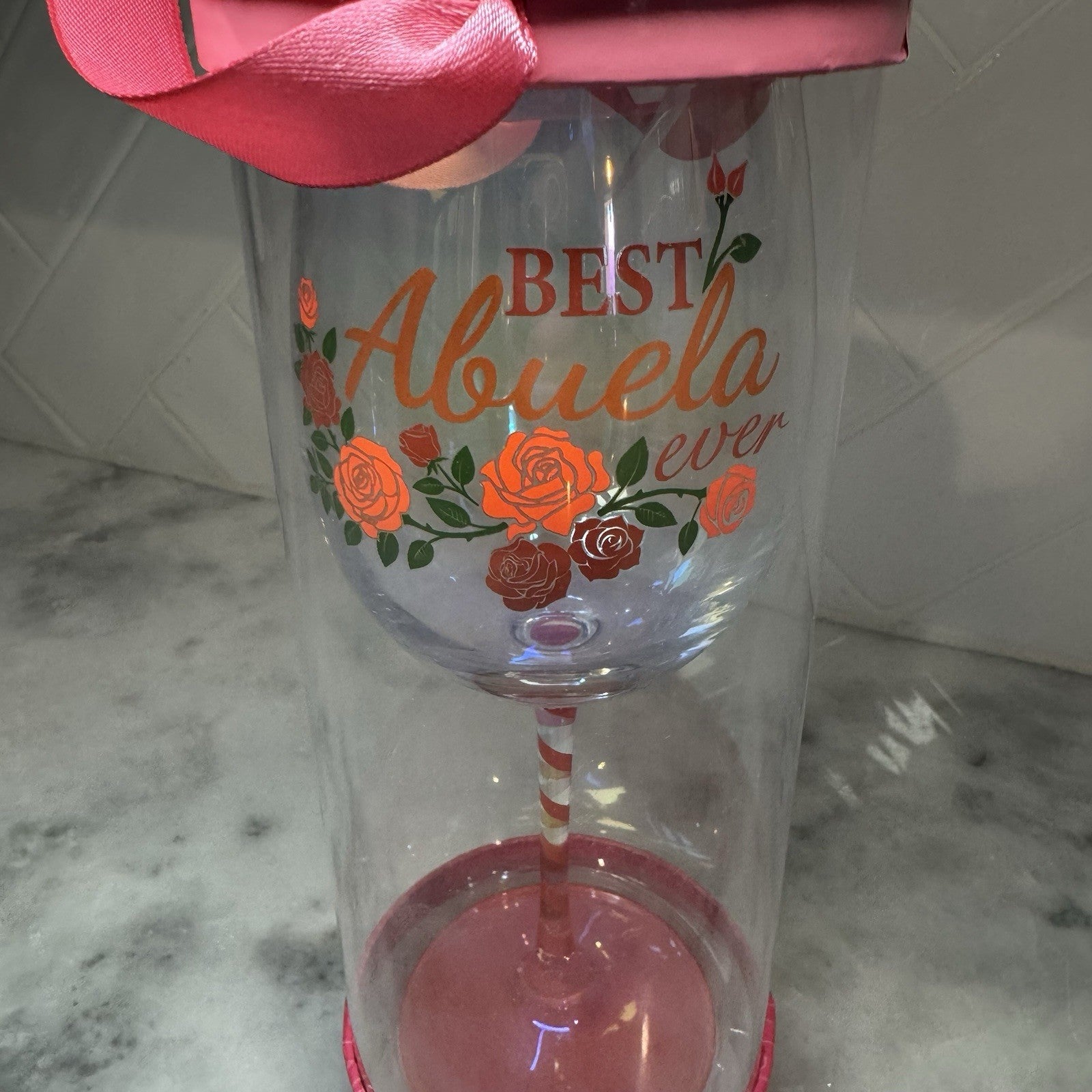 Best Abuela Ever Hand Painted Wine Glass 15 oz Raise The Bar Gift New