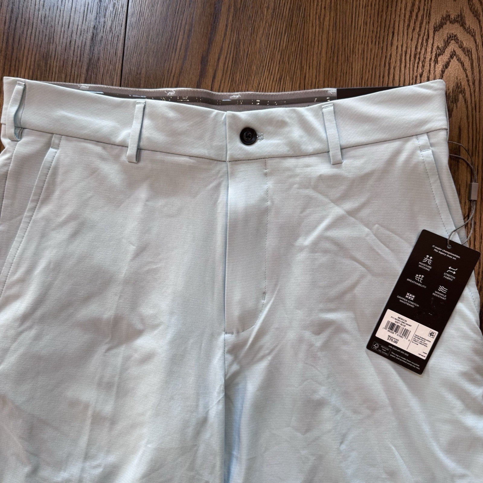 Walter Hagen Men’s Golf Shorts W30 Light Blue Flat Front 9” Inseam Wrinkle