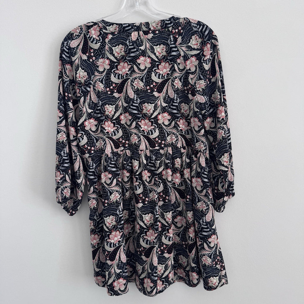Melloday Womens M Floral Button Front Dress Long Sleeve Boho