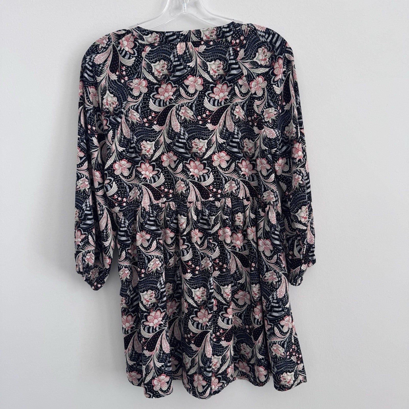 Melloday Womens M Floral Button Front Dress Long Sleeve Boho