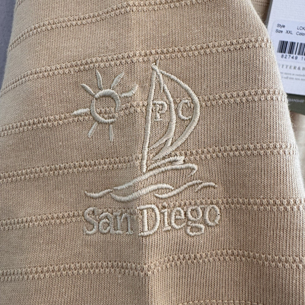 Cutter & Buck Men XXL NWT 1/4 Zip Polo Shirt San Diego Sailboat Mustard