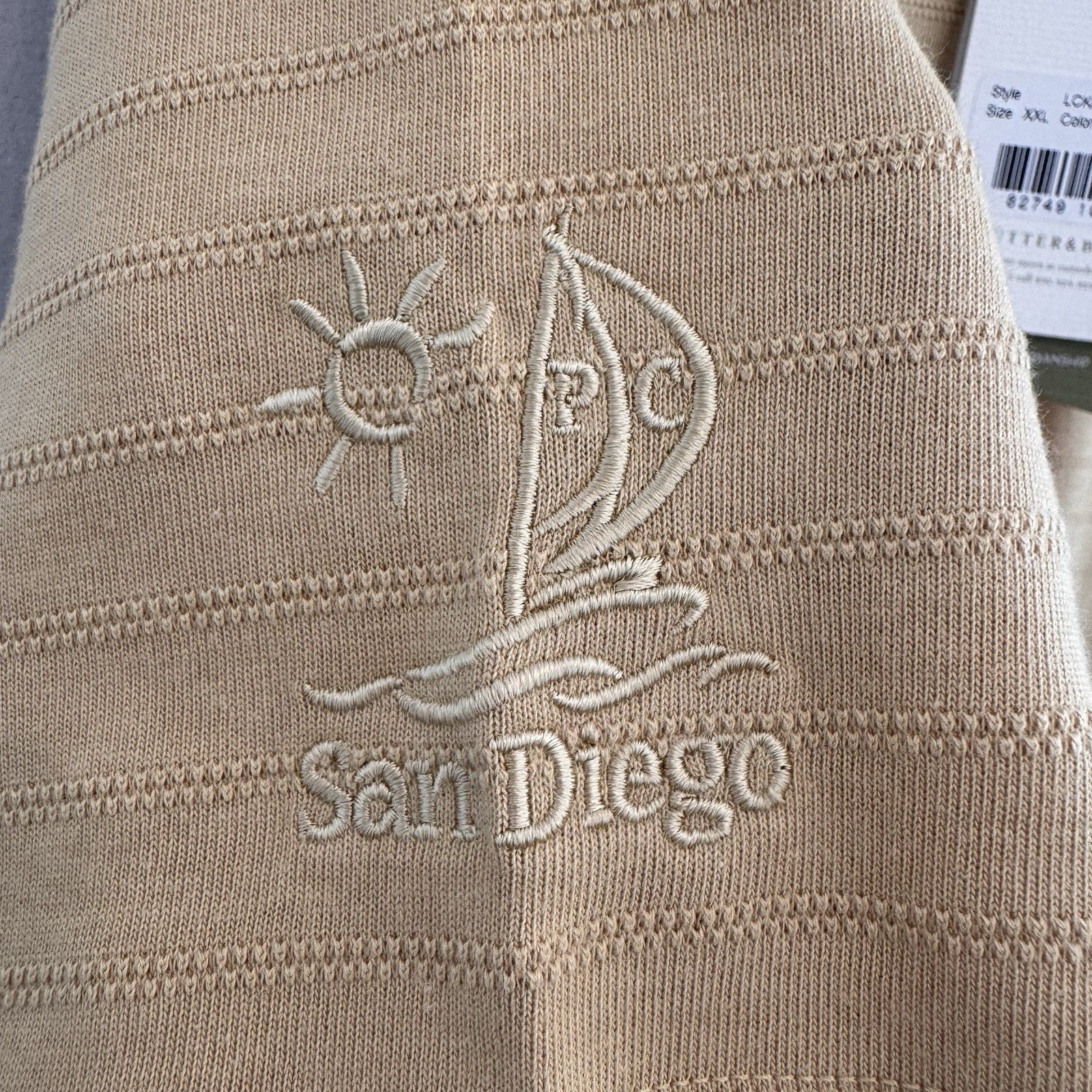 Cutter & Buck Men XXL NWT 1/4 Zip Polo Shirt San Diego Sailboat Mustard