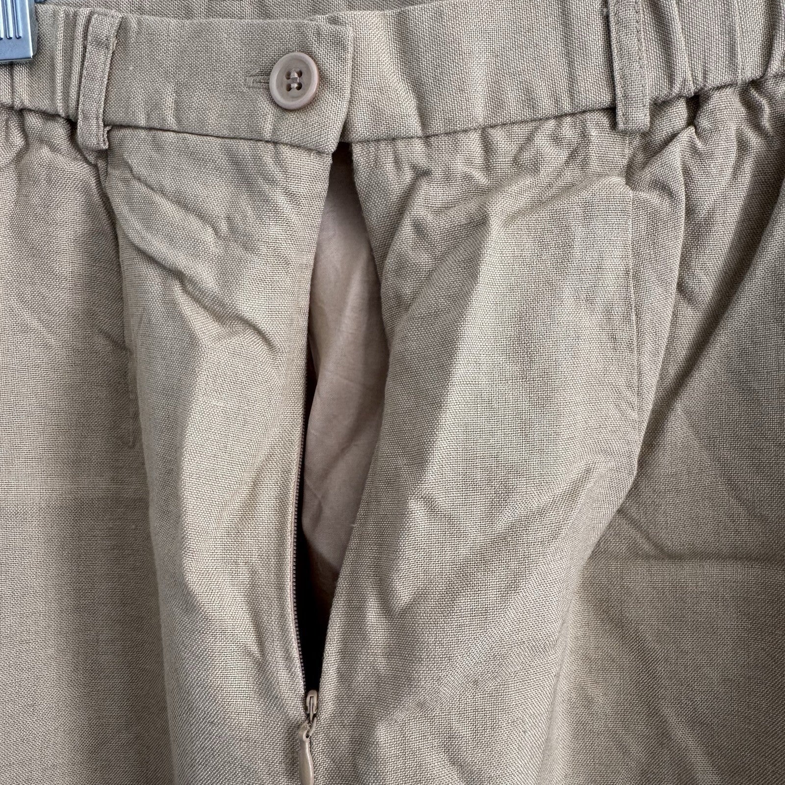 Y2K Talbots Linen Blend Skirt 10 Beige Midi Lined Classic Career