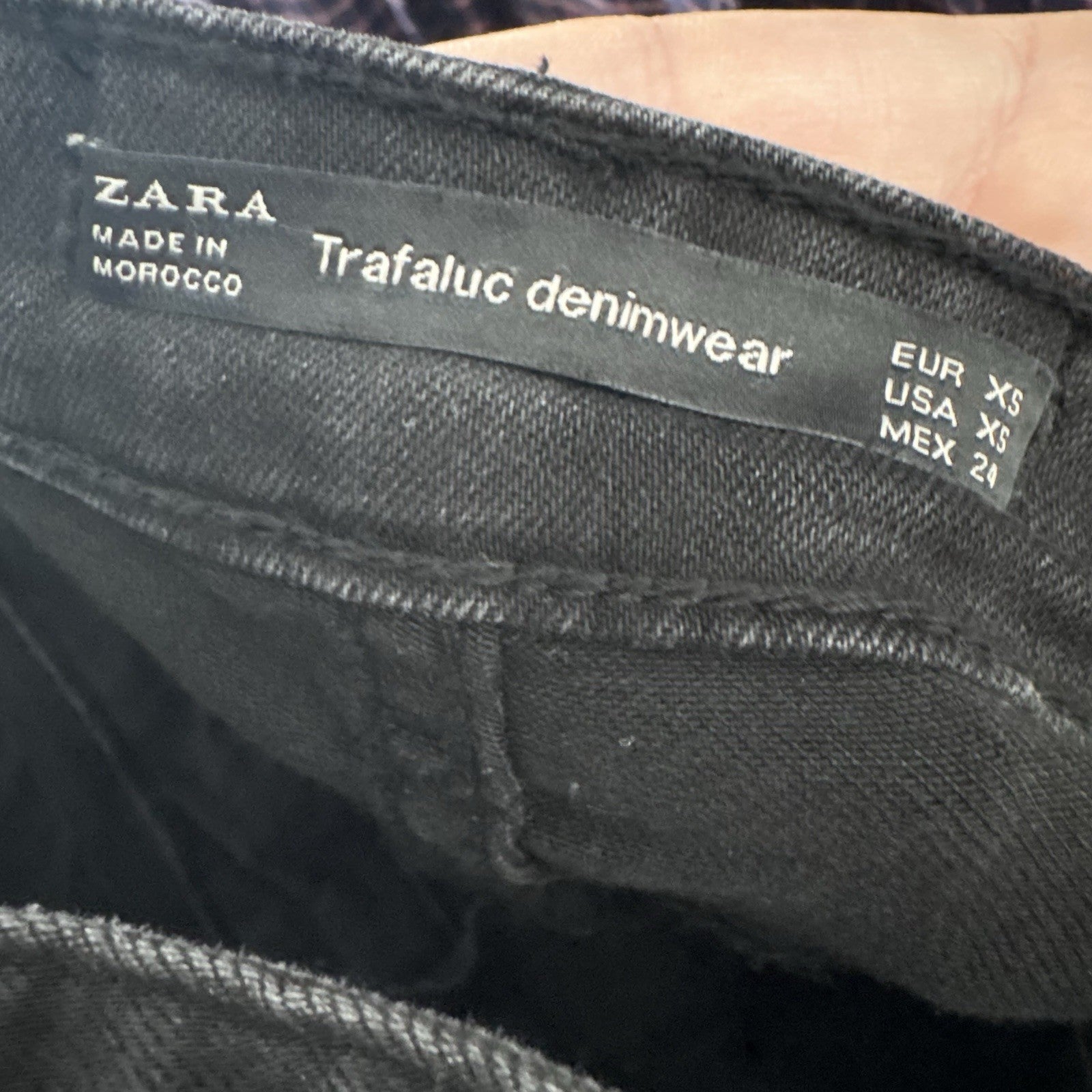 ZARA Trafaluc Black Denim Overalls XS Zip Front Raw Hem Cropped