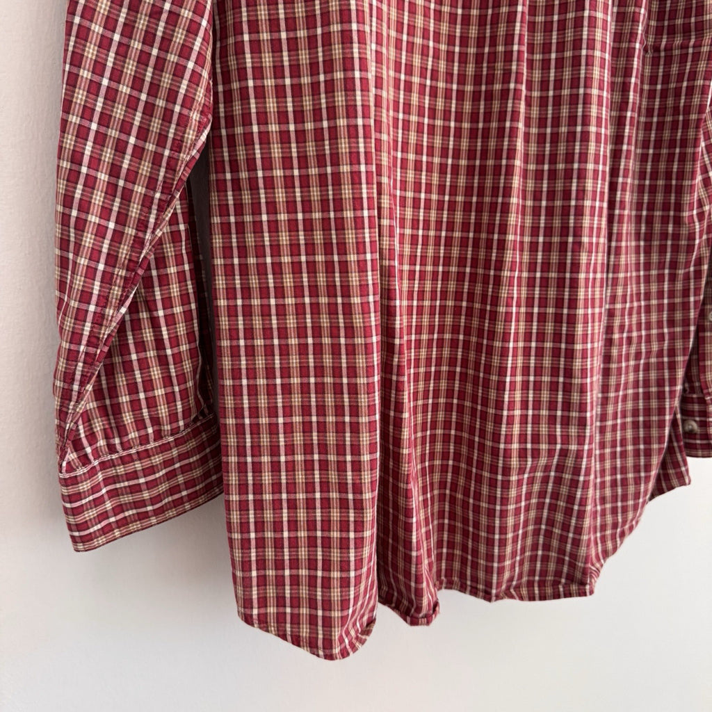 Columbia Plaid Button Down Shirt Mens XLT Red Cotton Long Sleeve Outdoor