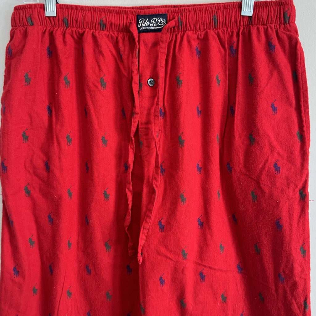 Polo Ralph Lauren Mens Red Blue All Over Pony Pajama Pants Size L Cotton Lounge