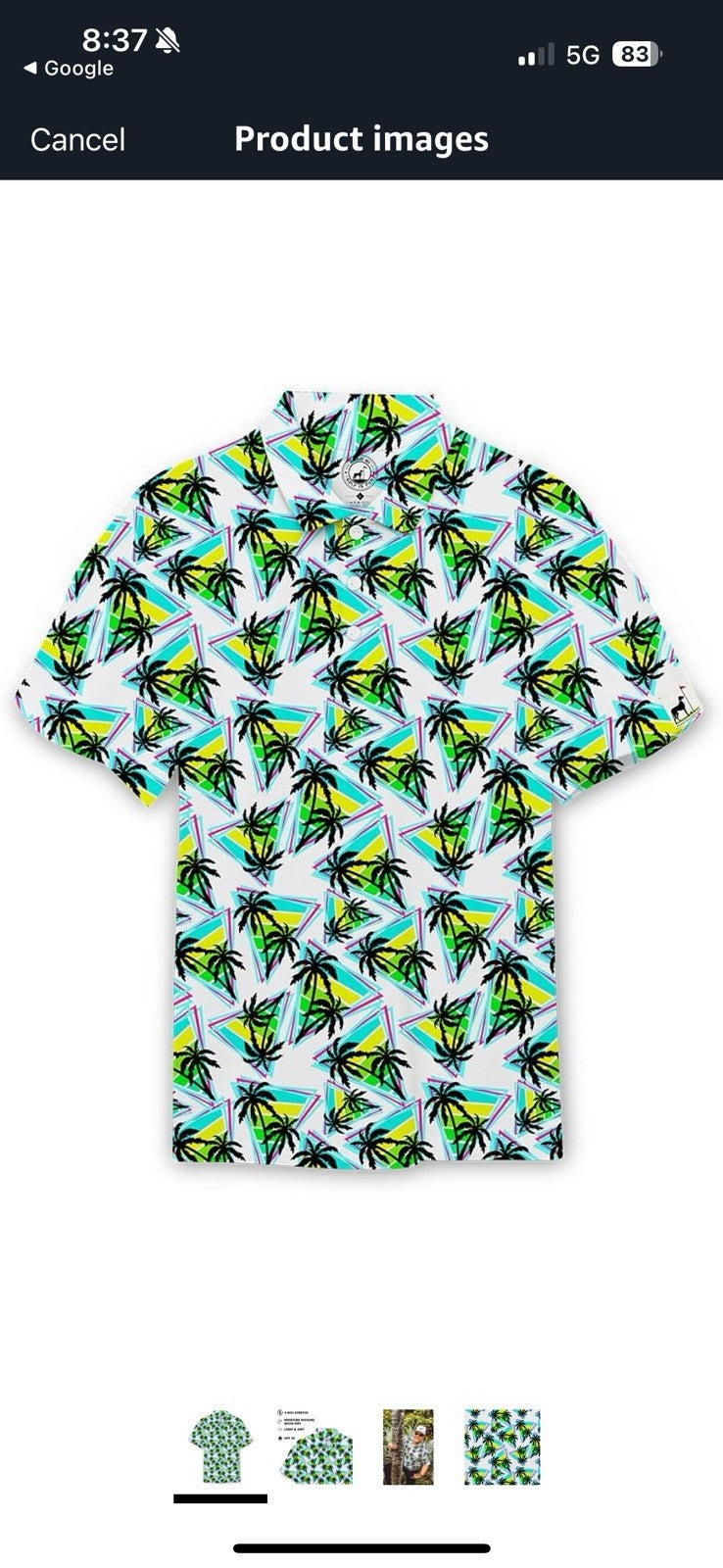Men’s 3X Palm Tree Polo Shirt | Tropical Retro Print | Fun In The Sun