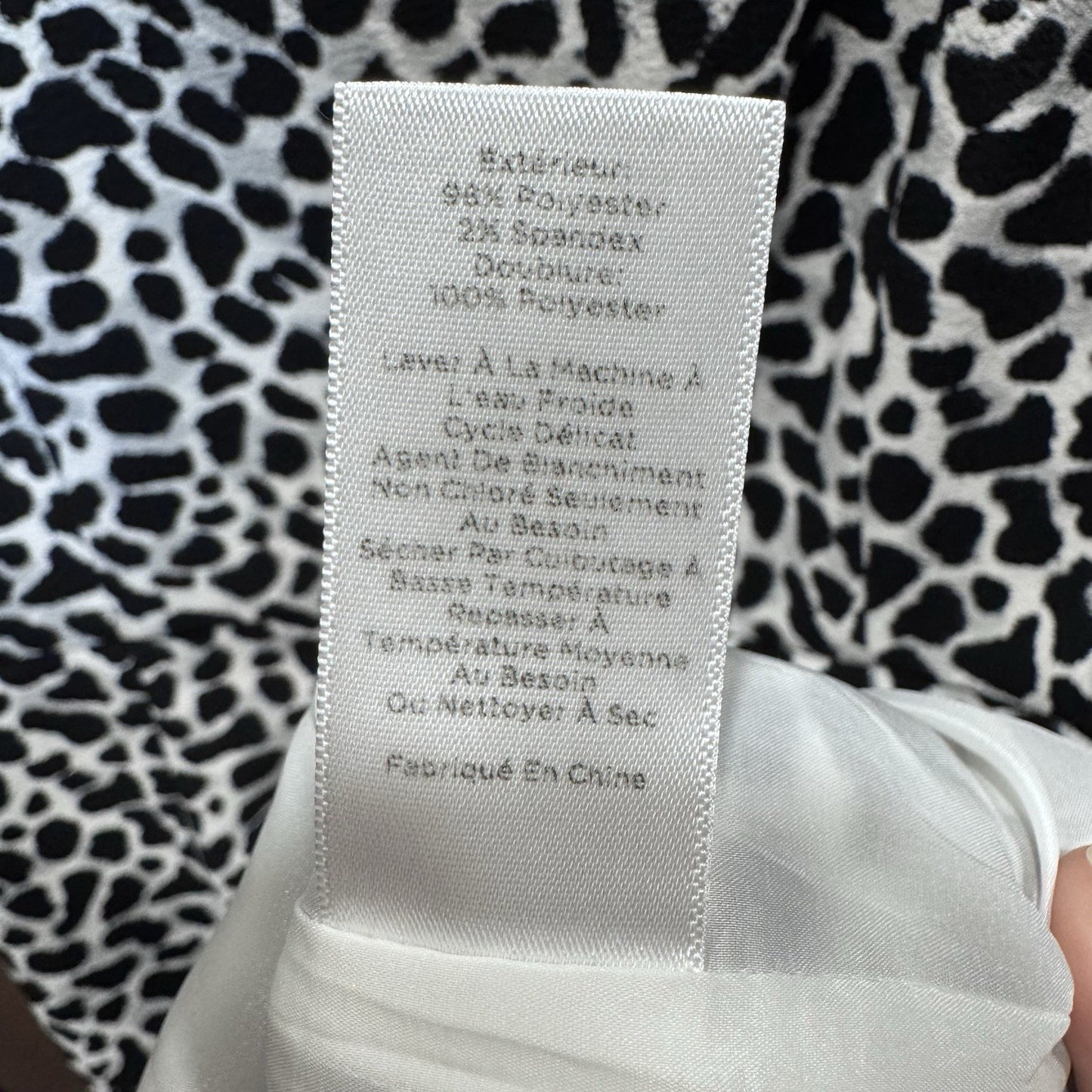 Talbots Petites 10P Animal Print Sheath Dress Black White Short Sleeve Lined