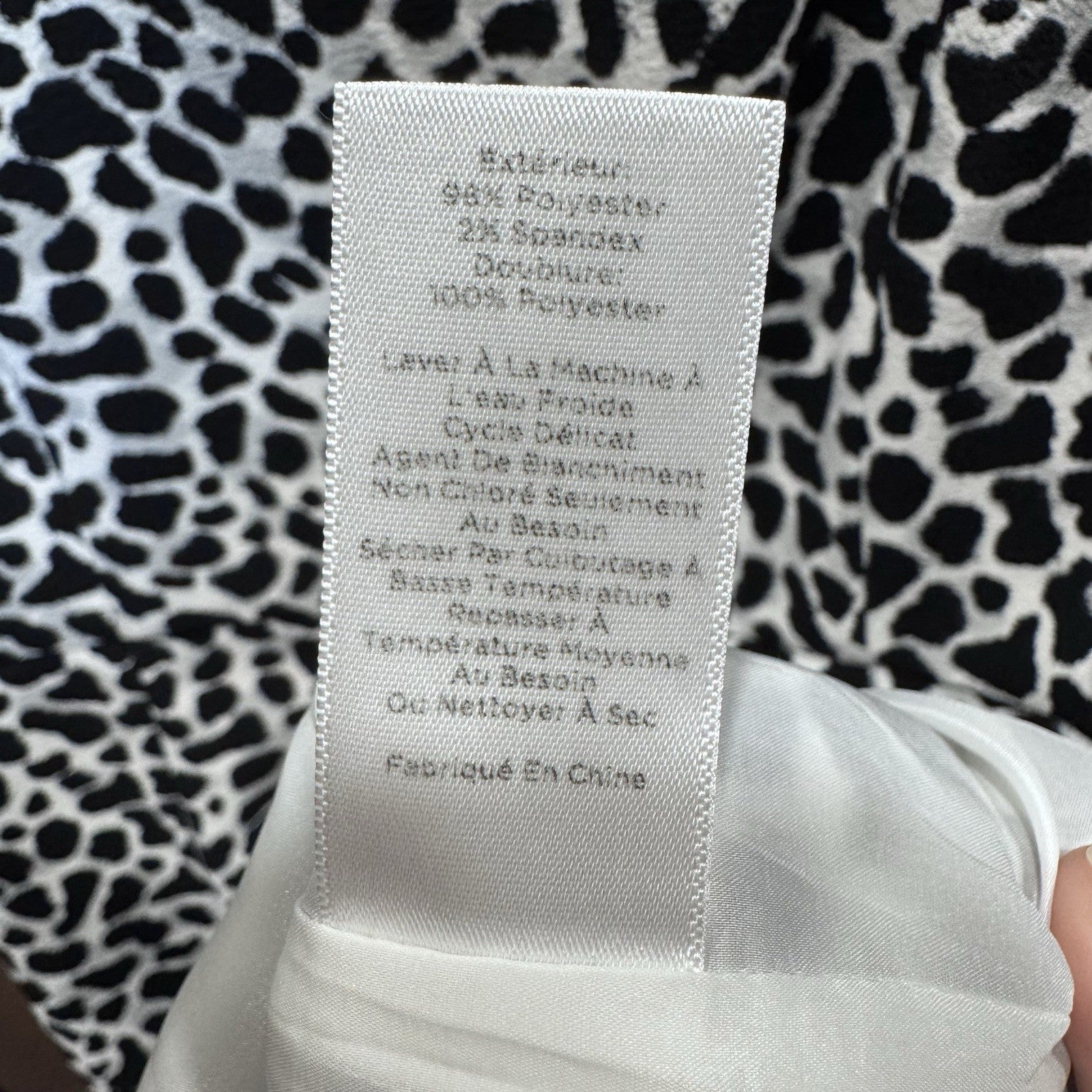 Talbots Petites 10P Animal Print Sheath Dress Black White Short Sleeve Lined