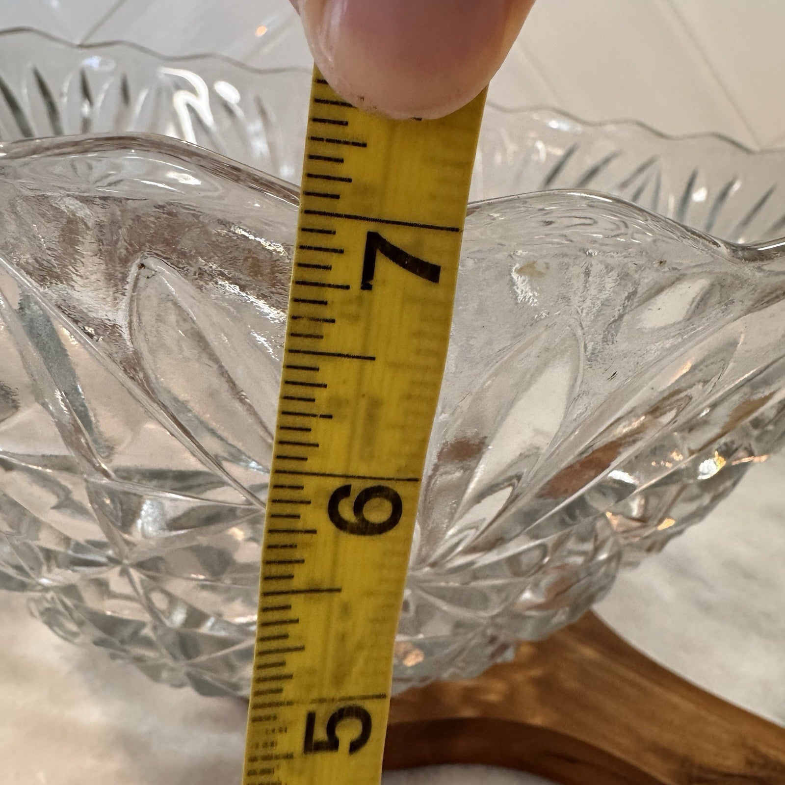 Vintage Cut Glass Bowl Starburst Pattern Clear Serving Dish Anchor Hocking