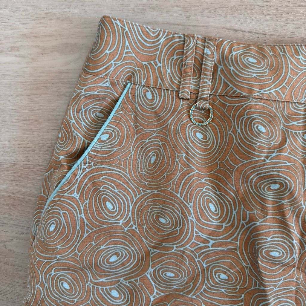 Sport Haley Tan Blue Swirl Print Skirt Size 10 Y2K Mod Retro Women’s