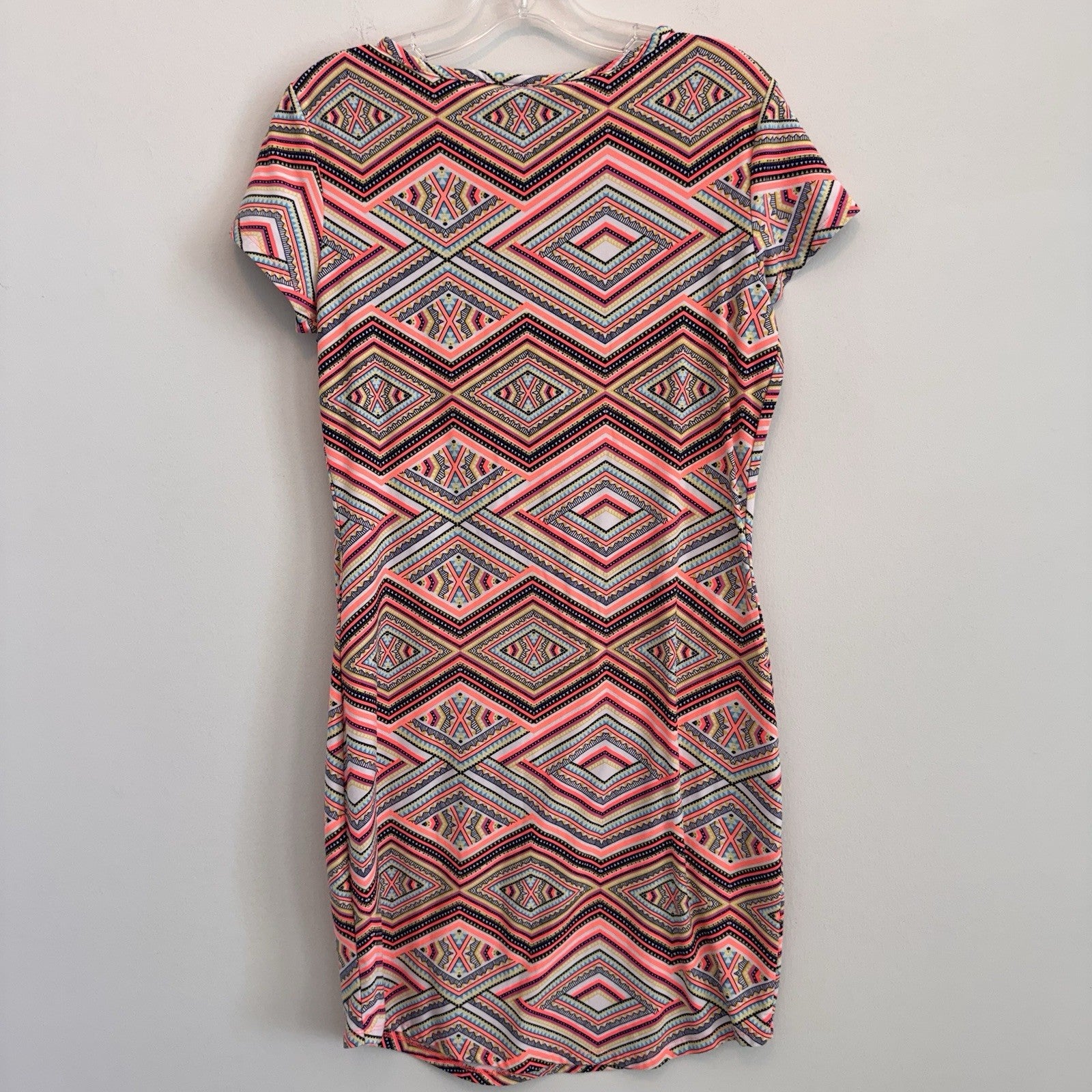 Bobbie Brooks Women Small S Aztec Geometric Print Dress Short Sleeve Bodycon