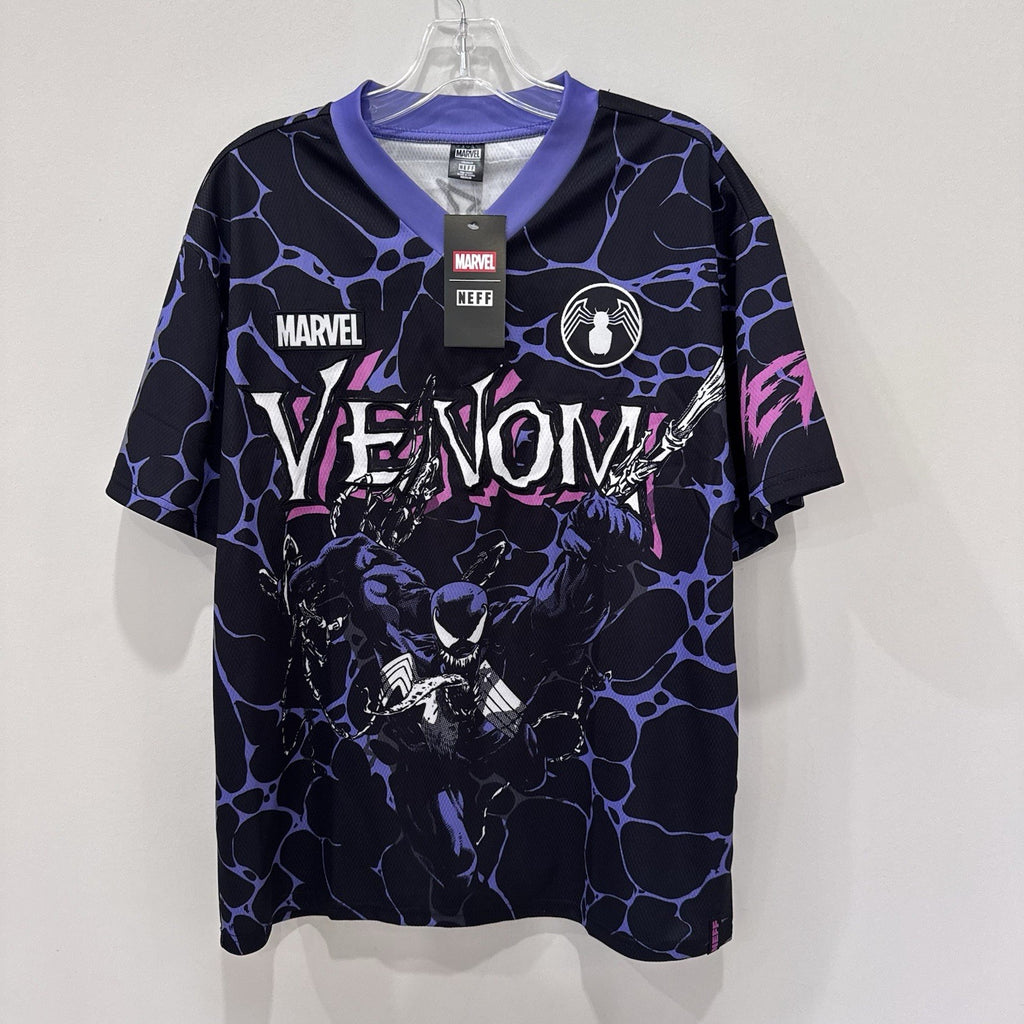 Marvel x Neff Venom Jersey Shirt Mens Medium NWT Graphic Black Purple Pink