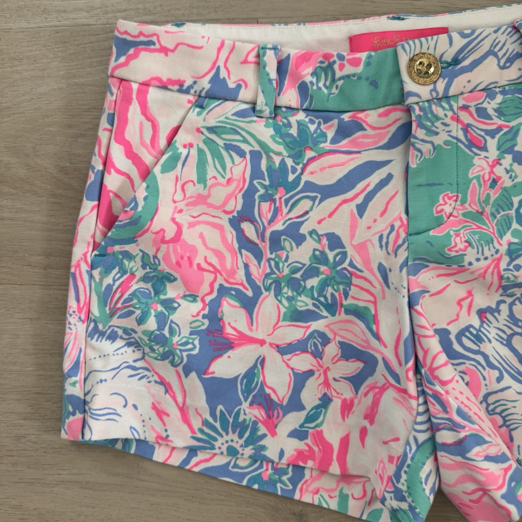 Lilly Pulitzer Printed Callahan  Shorts Sz 2 Pink Blue Tropical 2019 Women’s