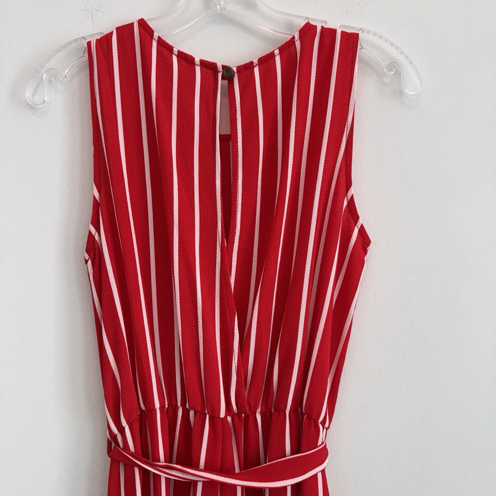Peppermint Boutique Red White Striped Jumpsuit Small S Wide Leg Cutout Back